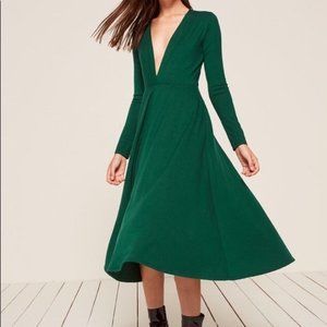 Reformation Reyes Emerald Green Midi Dress XS